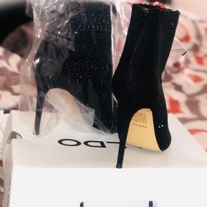 Aldo peep toe sequin bootie. Never worn